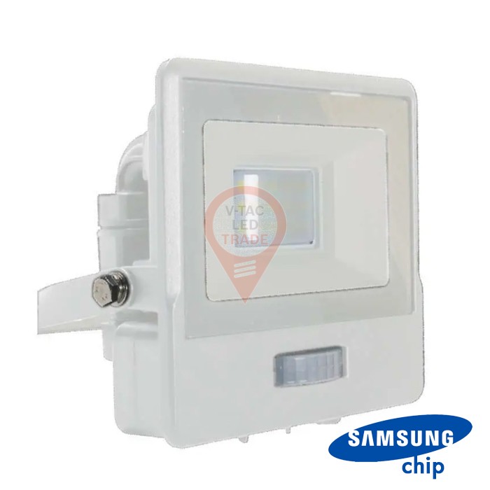 10W LED PIR Sensor Floodlight SAMSUNG Chip White Body 4000K