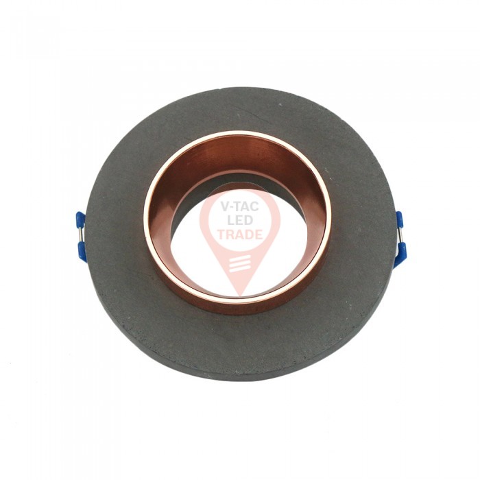 GU10 Fitting Concrete Metal Grey Recessed Light With Rose Gold Round