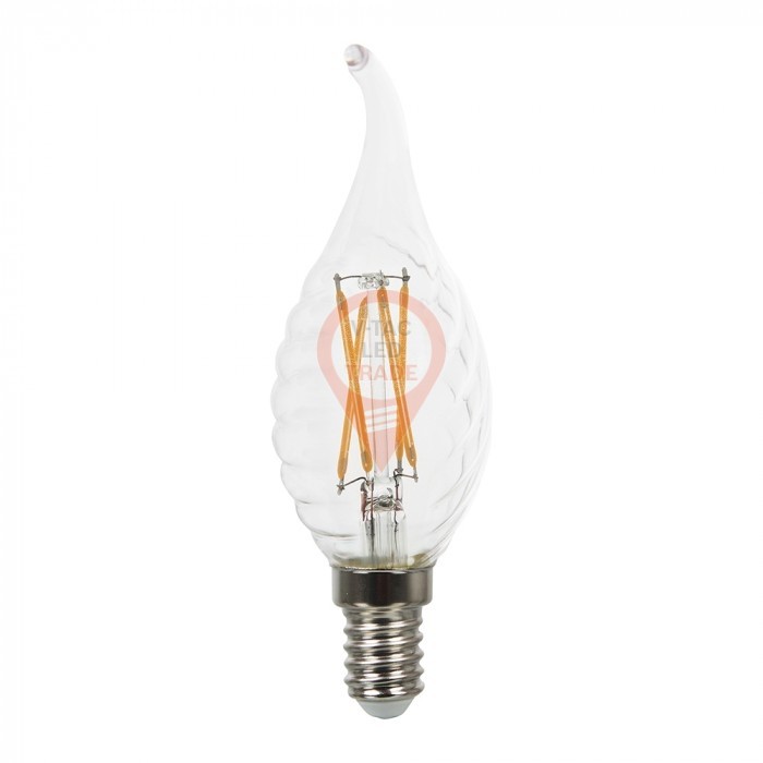 LED Bulb - 4W Filament E14 Twist Candle Cross Tail Flame Warm White Dimmable