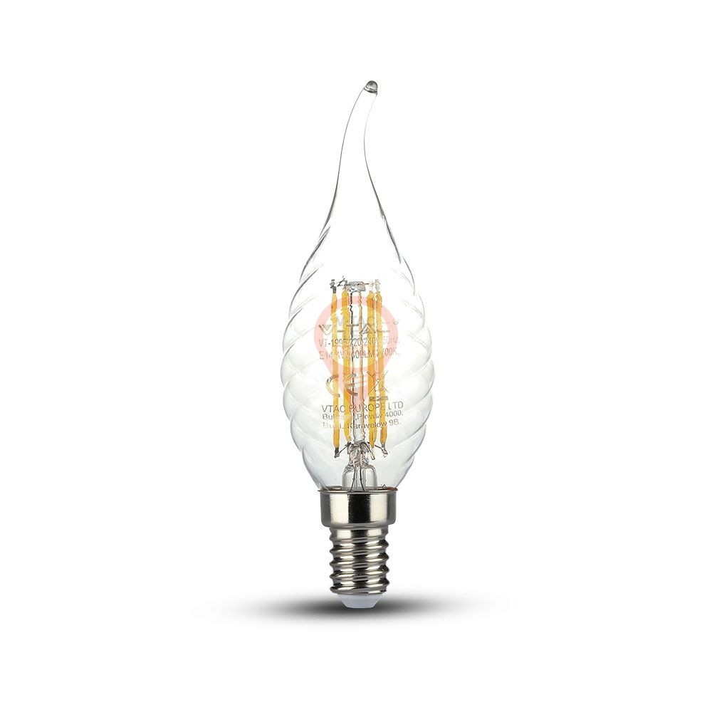 LED Bulb 4W Filament Twist Candle Flame E14 Natural White