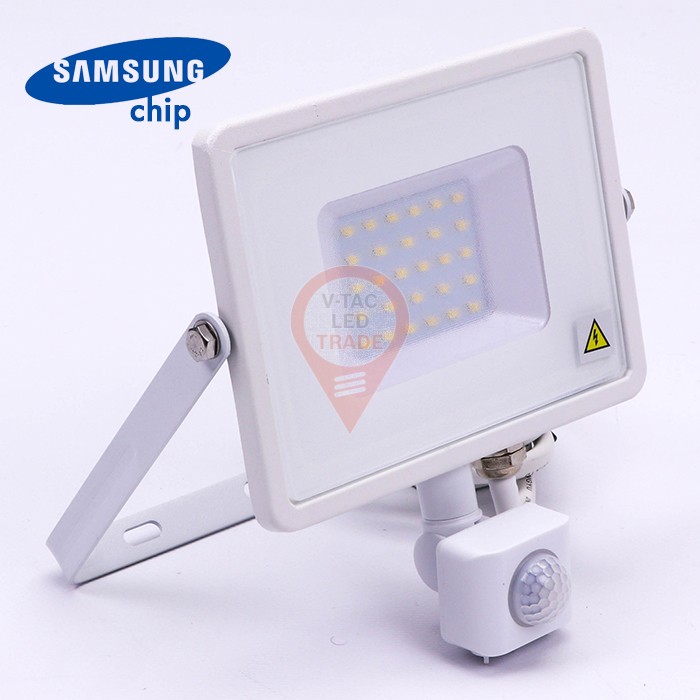 30W LED Sensor Floodlight SAMSUNG Chip Cut-OFF Function White Body 4000K