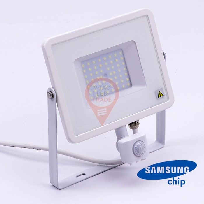 50W LED Sensor Floodlight SAMSUNG Chip Cut-OFF Function White Body 6400K