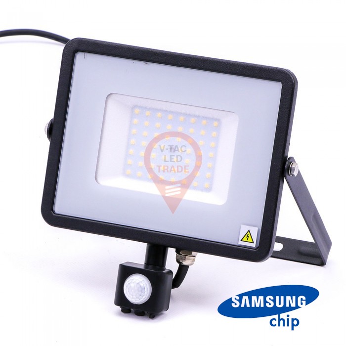 50W LED Sensor Floodlight SAMSUNG Chip Cut-OFF Function Black Body 3000K