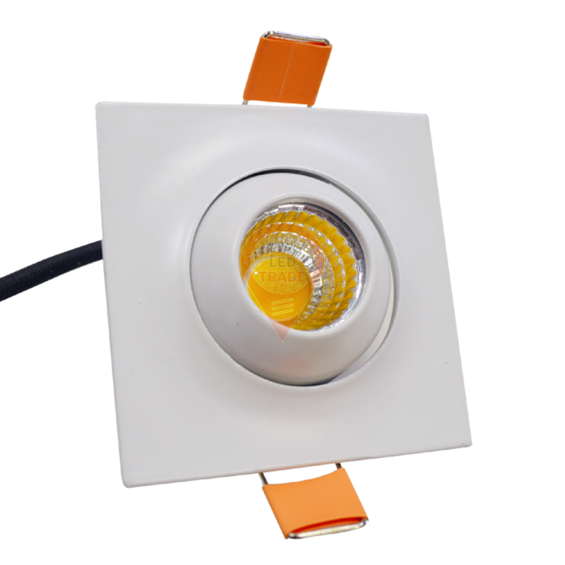 3W LED Downlight Adjustable Square - White Body, Warm White