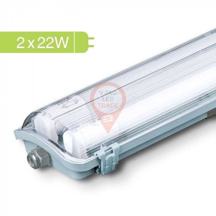 LED Waterproof Lamp Fitting with 2 x 22W 150cm Tubes Natural White