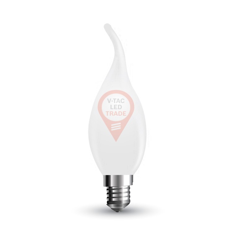 LED Bulb - 4W Filament E14 White Cover Candle Tail Warm White 