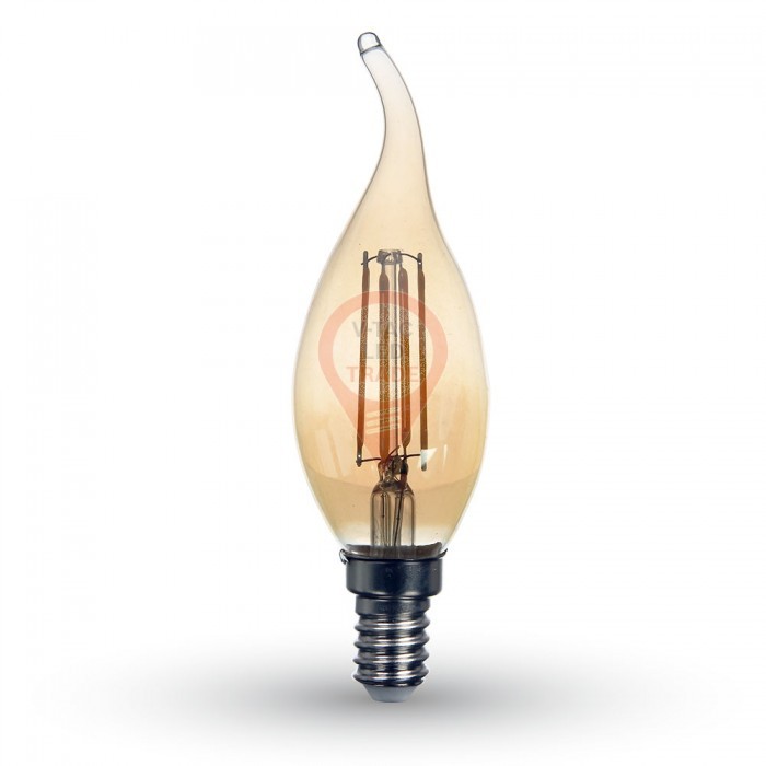 LED Bulb - 4W Filament E14 Candle Amber Cover Tail Warm White
