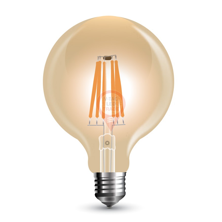 Filament LED Bulb - 6W E27 G95 Amber Dimmable, Warm White