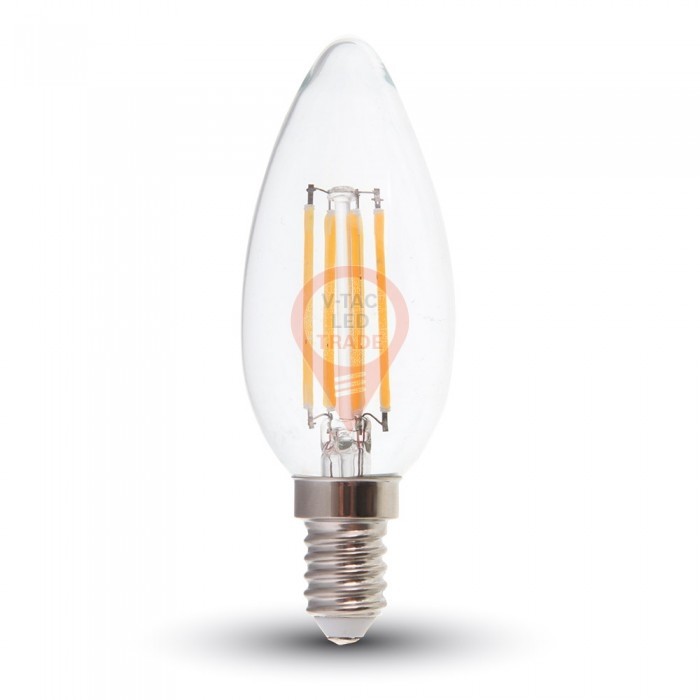 LED Bulb - 6W Filament E14 Clear Cover Candle Natural White
