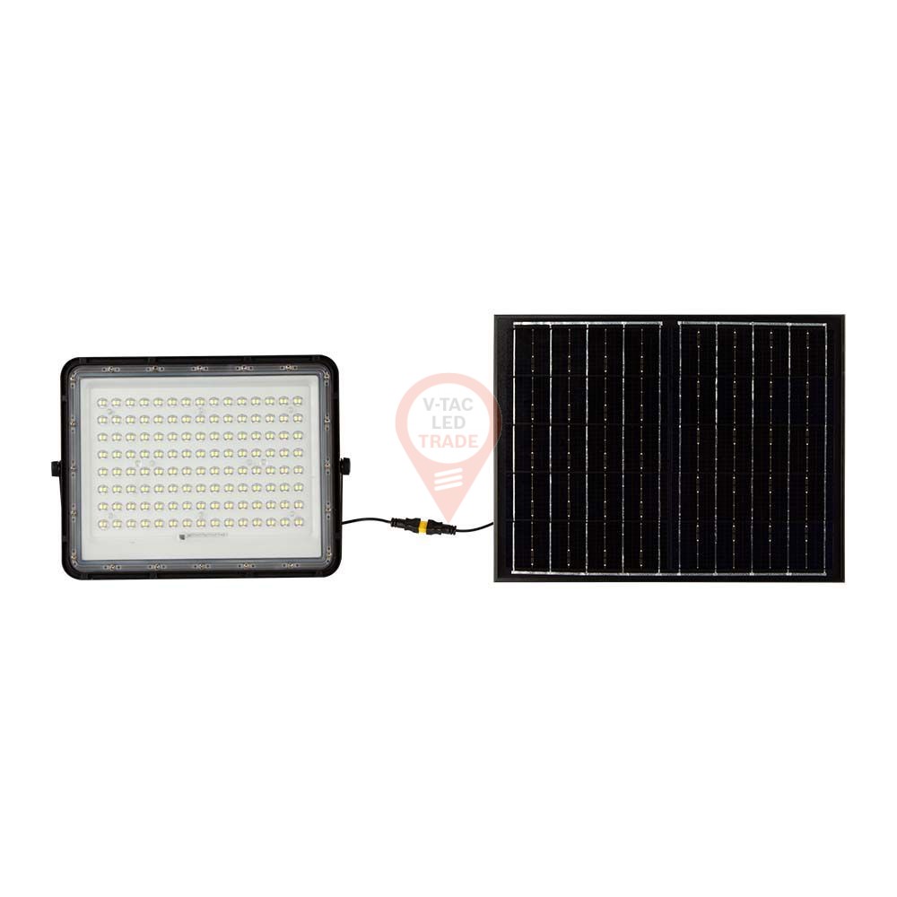 20W LED Solar Floodlight 4000K Replaceable Battery 3m Wire Black Body 