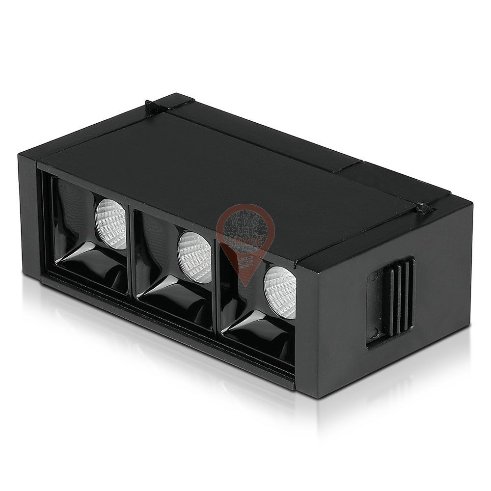 3 x1W LED Magnetic SMD Linear Spotlight Black IP20 24V 4000K