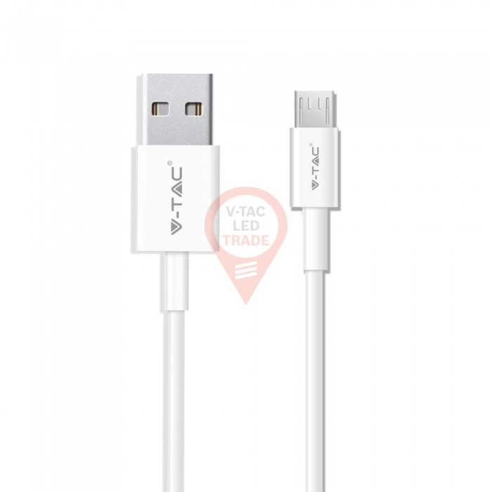 1m. Micro USB Cable White - Silver Series 