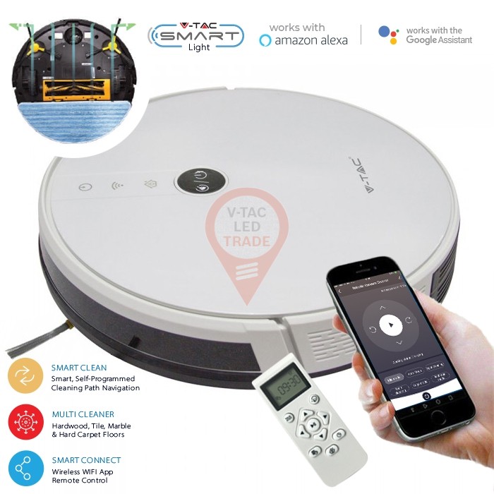 Vacuum Cleaner Gyro Robotic Amazon Alexa and Google Home Compatible White