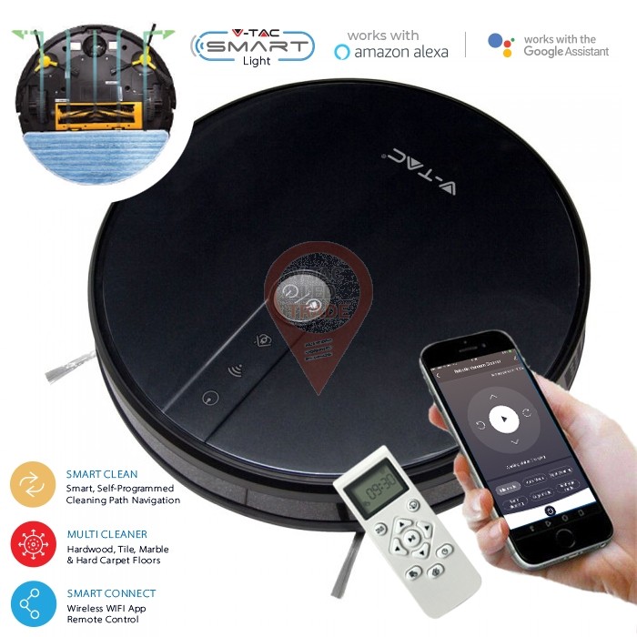 Vacuum Cleaner Gyro Robotic Amazon Alexa and Google Home Compatible Black