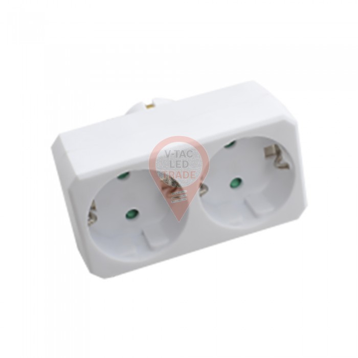 2 Ways Adapter with Earthing Contact 10/16A 250V White