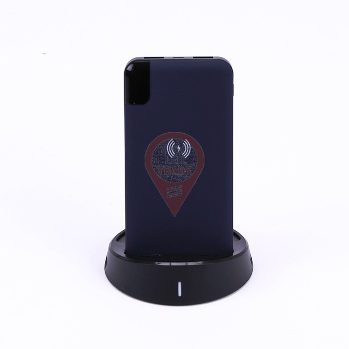 8000mAh Power Bank with Wireless Charger & Display Black Lamp Stand Dark Blue 
