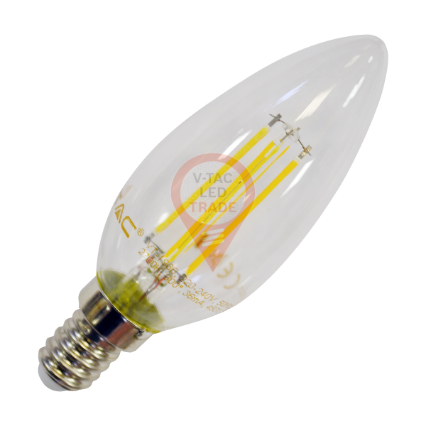 Filament LED Candle Bulb - 4W COG E14 Warm White Dimmable