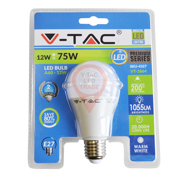 LED Bulb - 12W E27 A60 Thermoplastic Warm White Blister Pack