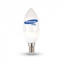 LED Bulb - SAMSUNG CHIP 4.5W E14 A++ Plastic Candle Warm White 