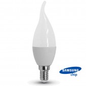 LED Bulb - SAMSUNG CHIP 5.5W E14 Plastic Candle Flame 4000K