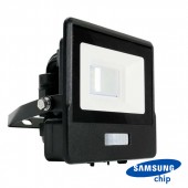 10W LED PIR Sensor Floodlight SAMSUNG Chip Black Body 3000K