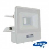 10W LED PIR Sensor Floodlight SAMSUNG Chip White Body 4000K 1M Cable