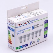 LED Spotlight - 5W GU10 SMD White Plastic Milky Cover 6400K 6PCS/PACK 
