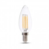 LED Bulb - 6W Filament E14 Clear Cover Candle 3000K 130LM/W