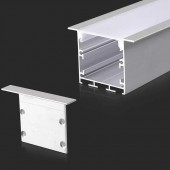 LED Strip Mounting Kit with Diffuser Aluminum White Housing Recessed 2000x50x35mm