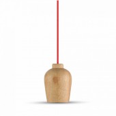 Wooden Pendant Light Red Wire