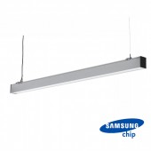 LED Linear Light SAMSUNG Chip - 40W Hanging Suspension Silver Body 4000K