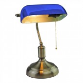 Bankers Table Lamp with Switch E27 Blue