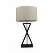 Designer Table Lamp E27 Ivory Shade Black Base Switch Round 