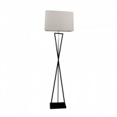 Designer Floor Lamp E27 Ivory Square Lampshade Black Metal Canopy Switch 
