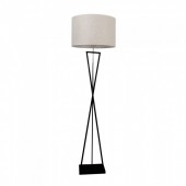 Designer Floor Lamp E27 Ivory Round Lampshade Black Metal Canopy Switch 