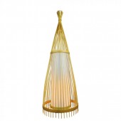 Wooden Floor Lamp Rattan Lampshade