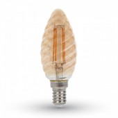 LED Bulb - 4W Filament E14 Candle Amber Cover Twist Warm White