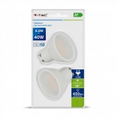 LED Spotlight - 6.5W GU10 SMD White Plastic, Warm White 2PCS/PACK Dimmable