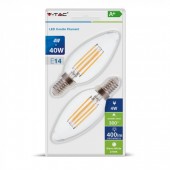 LED Bulb - 4W Filament E14 Candle Clear Cover Warm White 2PCS/Blister Pack