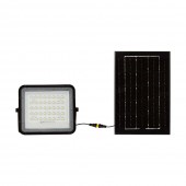 6W LED Solar Floodlight 4000K Replaceable Battery 3m Wire Black Body 