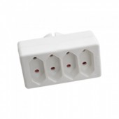 4 Ways Adapter with Earthing Contact 10A 250V White