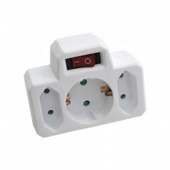 3 Outlet Power Adapter with Earth Contact And Switch 16A 250V 