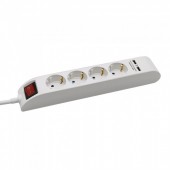 4 Ways Socket Lighted Switch & 2 USB Port 3G 1.5mm x 1.4m White