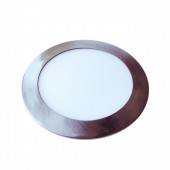 6W LED Slim Panel Light Satin Nickel Round Warm White